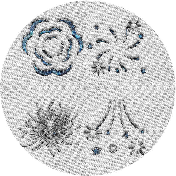 Round Patterned Off-White Novelty Rug, pat907