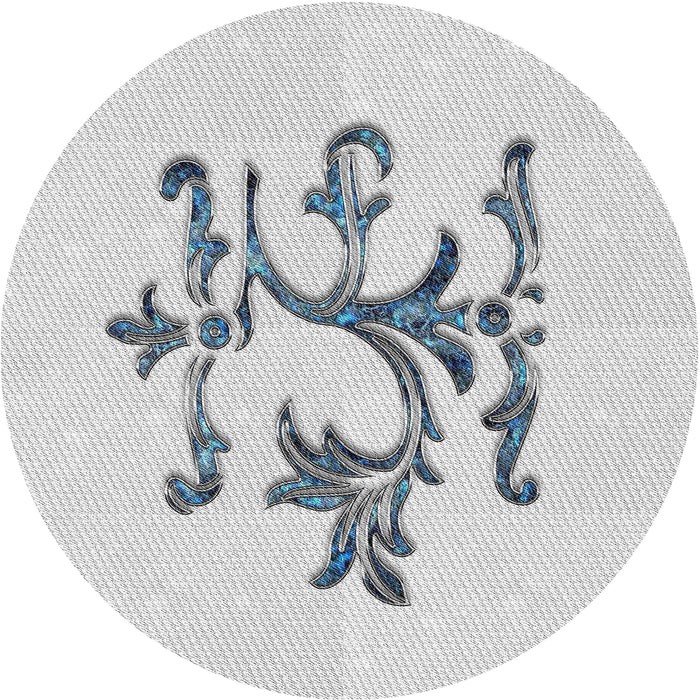 Round Patterned Off-White Novelty Rug, pat921