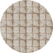 Round Machine Washable Transitional Dark Almond Brown Rug, wshpat933