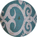 Round Patterned Dark Blue Grey Blue Novelty Rug, pat937