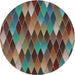 Round Machine Washable Transitional Bakers Brown Rug, wshpat93