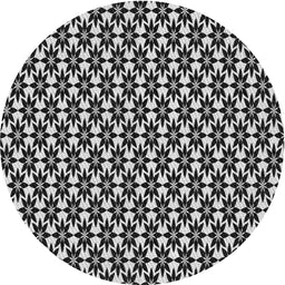 Round Machine Washable Transitional Midnight Gray Rug, wshpat946