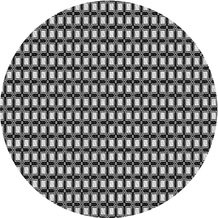 Round Machine Washable Transitional Midnight Gray Rug, wshpat949