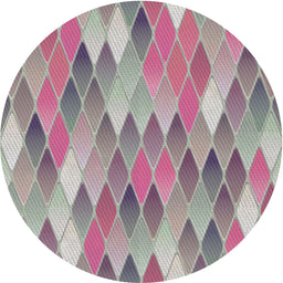 Round Patterned Pale Silver Gray Modern Rug, pat94