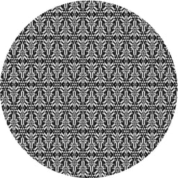 Round Machine Washable Transitional Midnight Gray Rug, wshpat953