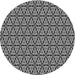 Round Machine Washable Transitional Midnight Gray Rug, wshpat953