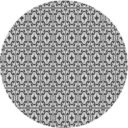 Round Patterned Light Black Novelty Rug, pat954