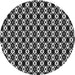 Round Machine Washable Transitional Black Rug, wshpat956