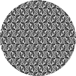 Round Machine Washable Transitional Grey Gray Rug, wshpat957