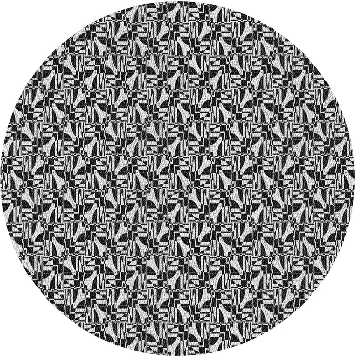 Round Machine Washable Transitional Grey Gray Rug, wshpat957