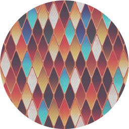 Round Machine Washable Transitional Brown Red Rug, wshpat95