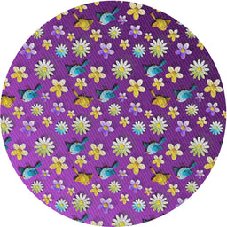 Round Machine Washable Transitional Dark Violet Purple Rug, wshpat961