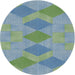 Round Patterned Cyan Opaque Blue Novelty Rug, pat963