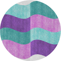 Round Patterned Purple Violet Purple Novelty Rug, pat966