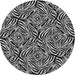 Round Machine Washable Transitional Black Rug, wshpat970