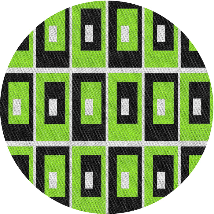 Round Machine Washable Transitional Yellow Green Rug, wshpat975