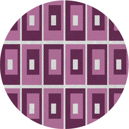 Round Patterned Dark Raspberry Purple Novelty Rug, pat980