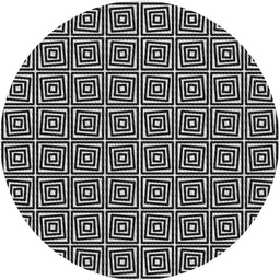 Round Machine Washable Transitional Midnight Gray Rug, wshpat983