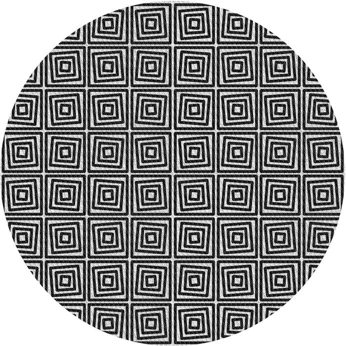 Round Machine Washable Transitional Midnight Gray Rug, wshpat983