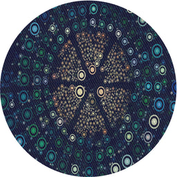 Round Patterned Blue Novelty Rug, pat989