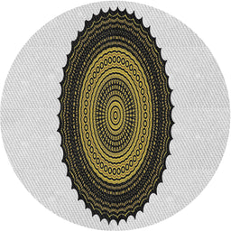 Round Patterned Gray Novelty Rug, pat996