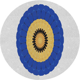 Round Patterned Azure Blue Novelty Rug, pat997