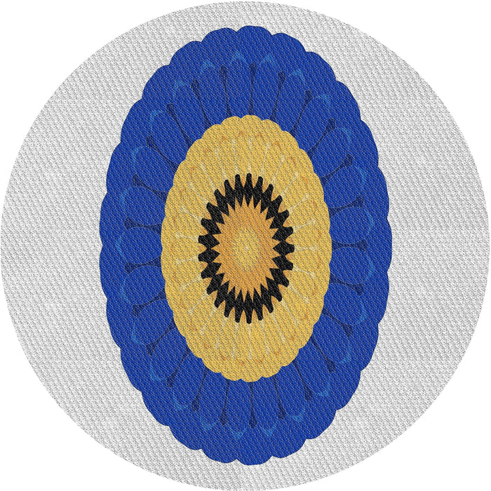 Round Machine Washable Transitional Azure Blue Rug, wshpat997