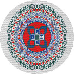 Round Patterned Platinum Gray Novelty Rug, pat998