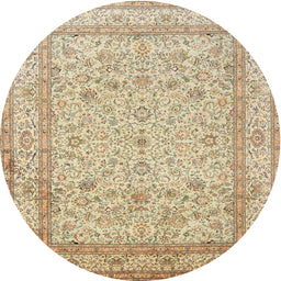 Round Traditional Brown Gold Persian Rug, tr1002