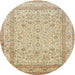 Round Traditional Brown Gold Persian Rug, tr1002