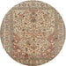 Round Traditional Sienna Brown Persian Rug, tr1004