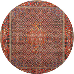 Round Traditional Orange Salmon Pink Persian Rug, tr1005