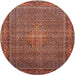 Round Traditional Orange Salmon Pink Persian Rug, tr1005