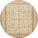 Square Machine Washable Traditional Khaki Gold Rug, wshtr1006