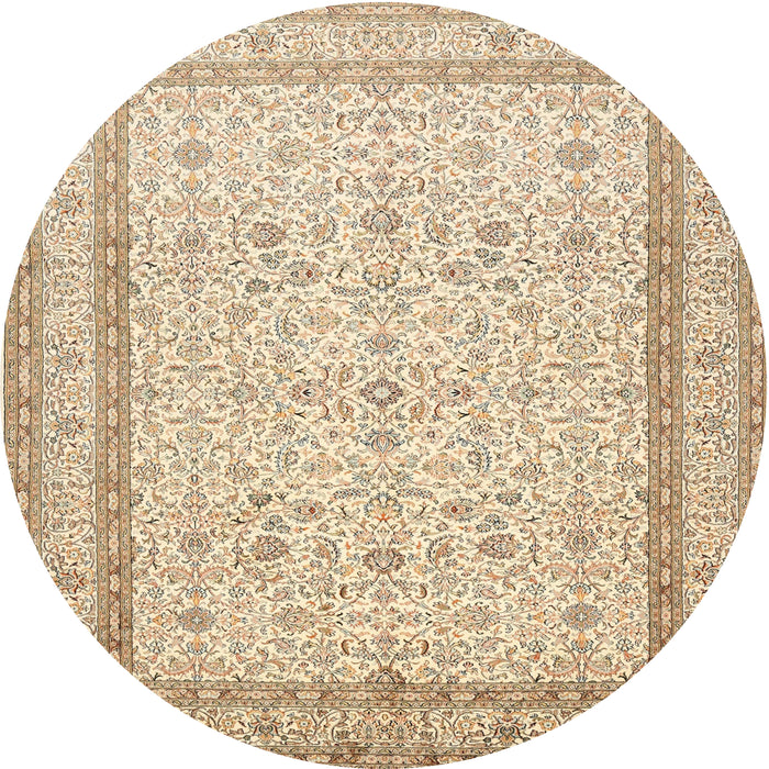 Round Traditional Khaki Gold Persian Rug, tr1006