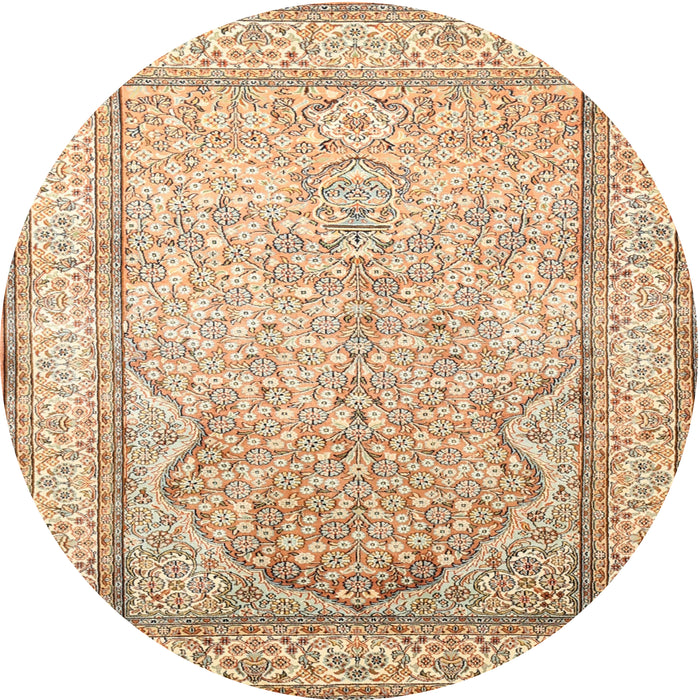 Round Traditional Brown Gold Persian Rug, tr1007