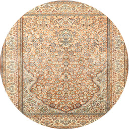 Square Machine Washable Traditional Brown Gold Rug, wshtr1007