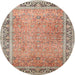 Round Traditional Sienna Brown Persian Rug, tr1009