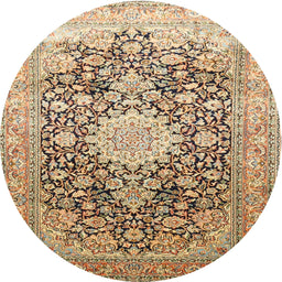 Round Traditional Sienna Brown Medallion Rug, tr1010