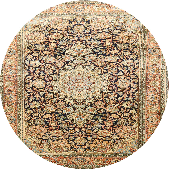 Round Traditional Sienna Brown Medallion Rug, tr1010