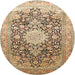 Round Traditional Sienna Brown Medallion Rug, tr1010