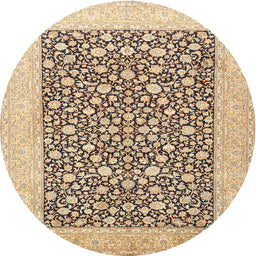 Square Machine Washable Traditional Sienna Brown Rug, wshtr1012