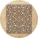 Square Machine Washable Traditional Sienna Brown Rug, wshtr1012