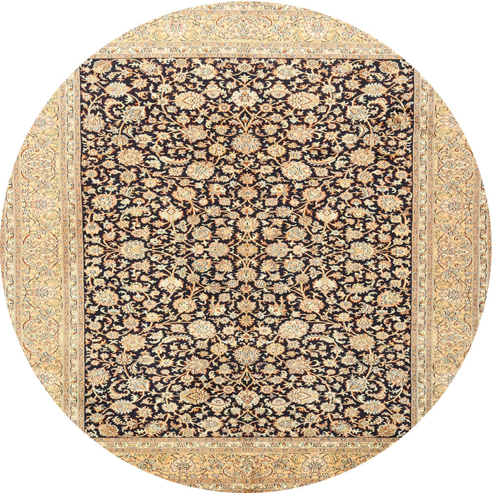 Round Traditional Sienna Brown Persian Rug, tr1012