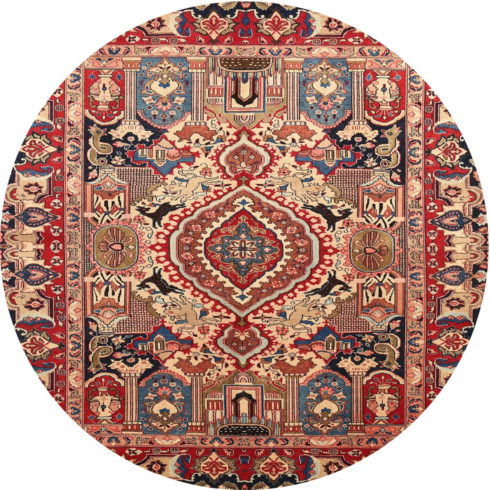 Square Machine Washable Traditional Saffron Red Rug, wshtr1014