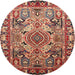 Square Machine Washable Traditional Saffron Red Rug, wshtr1014