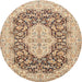 Round Traditional Brown Gold Medallion Rug, tr1015