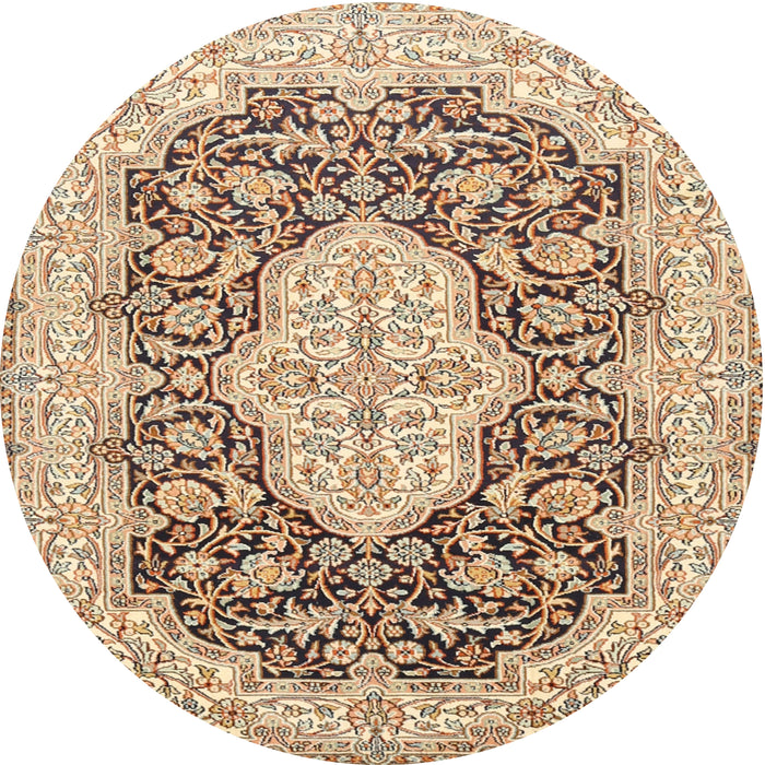Square Machine Washable Traditional Brown Gold Rug, wshtr1015