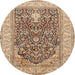 Square Machine Washable Traditional Sienna Brown Rug, wshtr1016