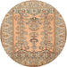 Round Traditional Light Brown Persian Rug, tr1017